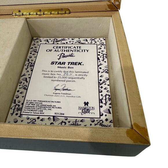 Vintage 1991 Limited Edition Star Trek Music Box Hamilton Gifts 862 of 25,000 - Picture 6 of 10